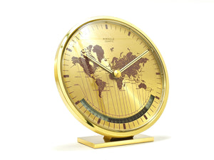 Kienzle GMT World Time Zone Brass Table Clock, Midcentury, Germany, 1960s