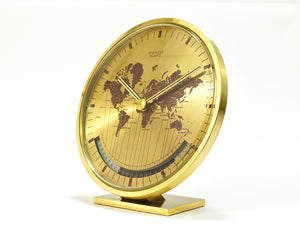 Kienzle GMT World Time Zone Brass Table Clock, Midcentury, Germany, 1960s