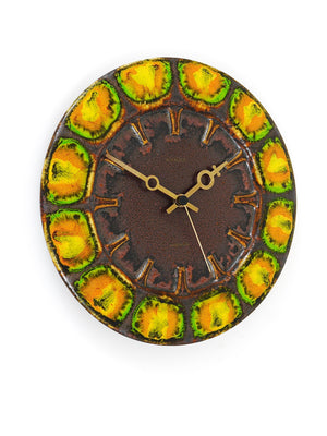 Midcentury Brutalist Enameled Wall Clock by Kienzle, Germany, 1970s