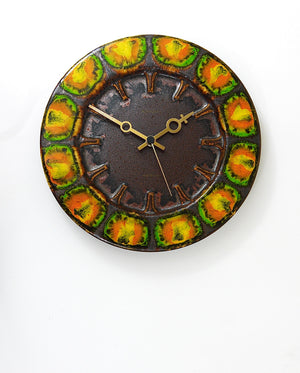 Midcentury Brutalist Enameled Wall Clock by Kienzle, Germany, 1970s