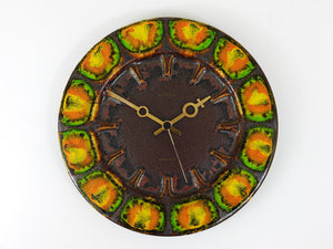 Midcentury Brutalist Enameled Wall Clock by Kienzle, Germany, 1970s