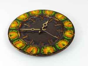 Midcentury Brutalist Enameled Wall Clock by Kienzle, Germany, 1970s