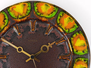 Midcentury Brutalist Enameled Wall Clock by Kienzle, Germany, 1970s