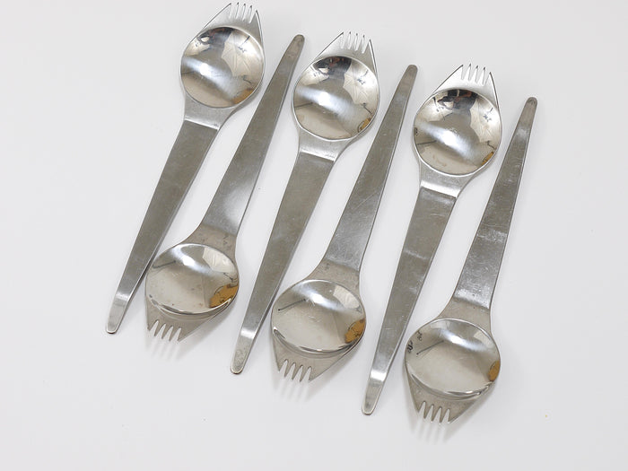 Up to 7 Midcentury Party Spork (Spoon & Fork) Flatware Göffel by Amboss Austria