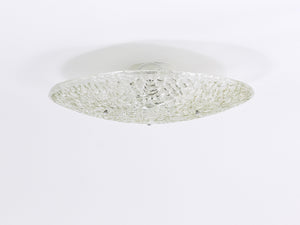 Large Round J. T. Kalmar Mid-Century Textured Glass Flush Mount, Austria, 1960s
