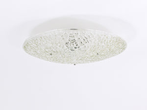 Large Round J. T. Kalmar Mid-Century Textured Glass Flush Mount, Austria, 1960s