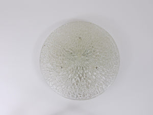 Large Round J. T. Kalmar Mid-Century Textured Glass Flush Mount, Austria, 1960s