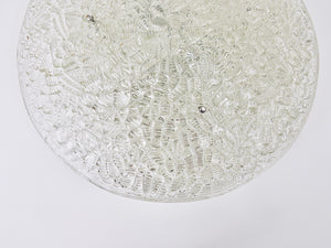 Large Round J. T. Kalmar Mid-Century Textured Glass Flush Mount, Austria, 1960s