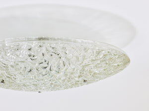 Large Round J. T. Kalmar Mid-Century Textured Glass Flush Mount, Austria, 1960s