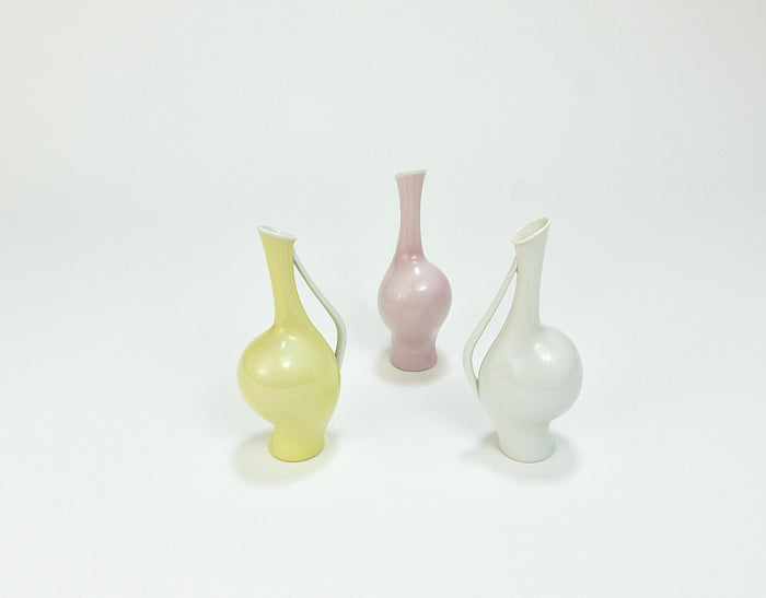 3 Rosenthal „Luise“ Midcentury Porcelain Pastel Vases, Fritz Heidenreich, German
