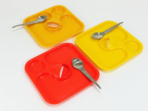 3 Amboss Party Palette & Spork Sets, Plate & Spoon & Fork, Austria, 1970s