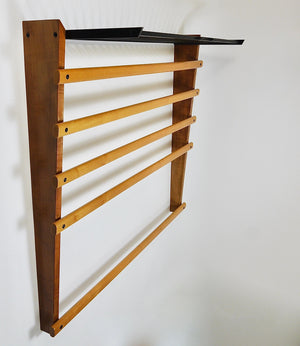 Rare Carl Auböck Coat Rack With Hat Rack, Wardrobe, Brass, Walnut & Beech, 1950s