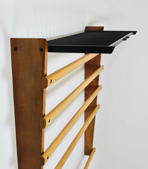 Rare Carl Auböck Coat Rack With Hat Rack, Wardrobe, Brass, Walnut & Beech, 1950s