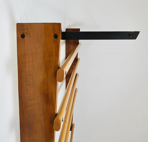 Rare Carl Auböck Coat Rack With Hat Rack, Wardrobe, Brass, Walnut & Beech, 1950s