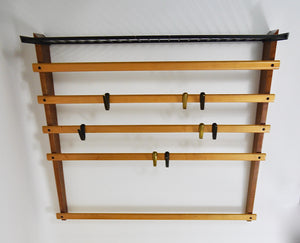 Rare Carl Auböck Coat Rack With Hat Rack, Wardrobe, Brass, Walnut & Beech, 1950s