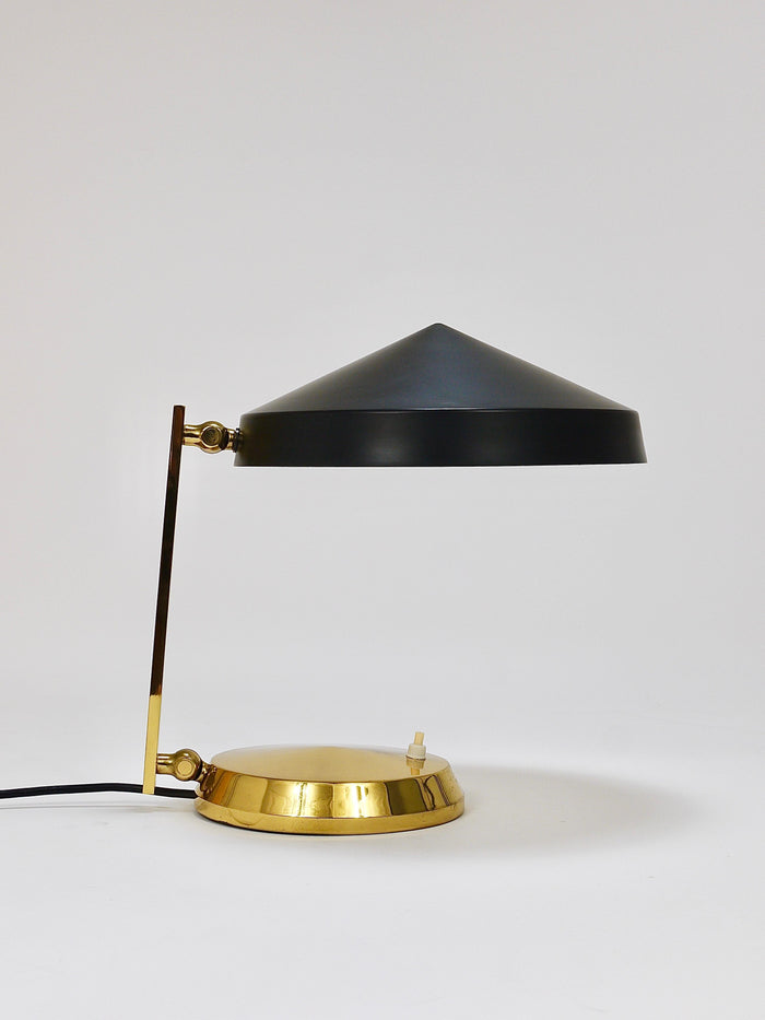 Midcentury Black Brass Table or Desk Lamp, Austria, 1960s