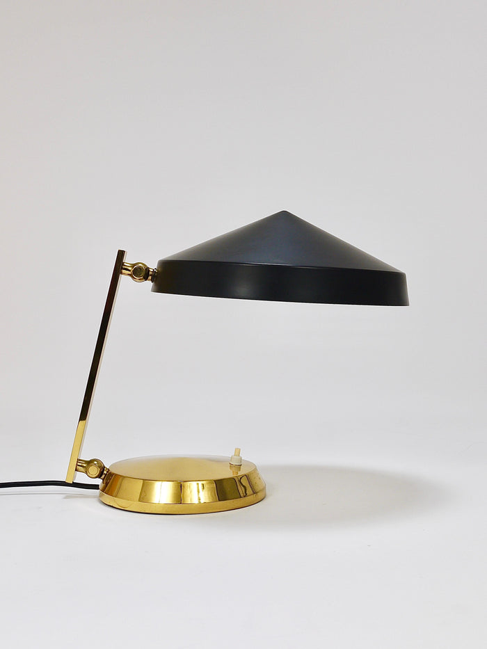 Midcentury Black Brass Table or Desk Lamp, Austria, 1960s
