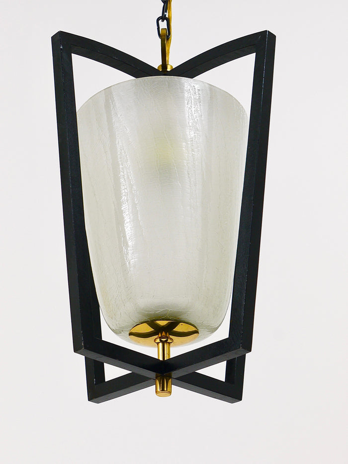 Kalmar Vienna Brass Lantern Midcentury Pendant Lamp, Austria, 1950s