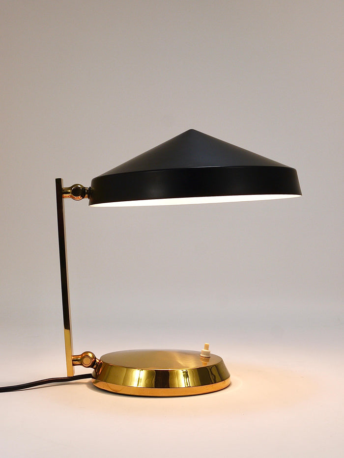 Midcentury Black Brass Table or Desk Lamp, Austria, 1960s