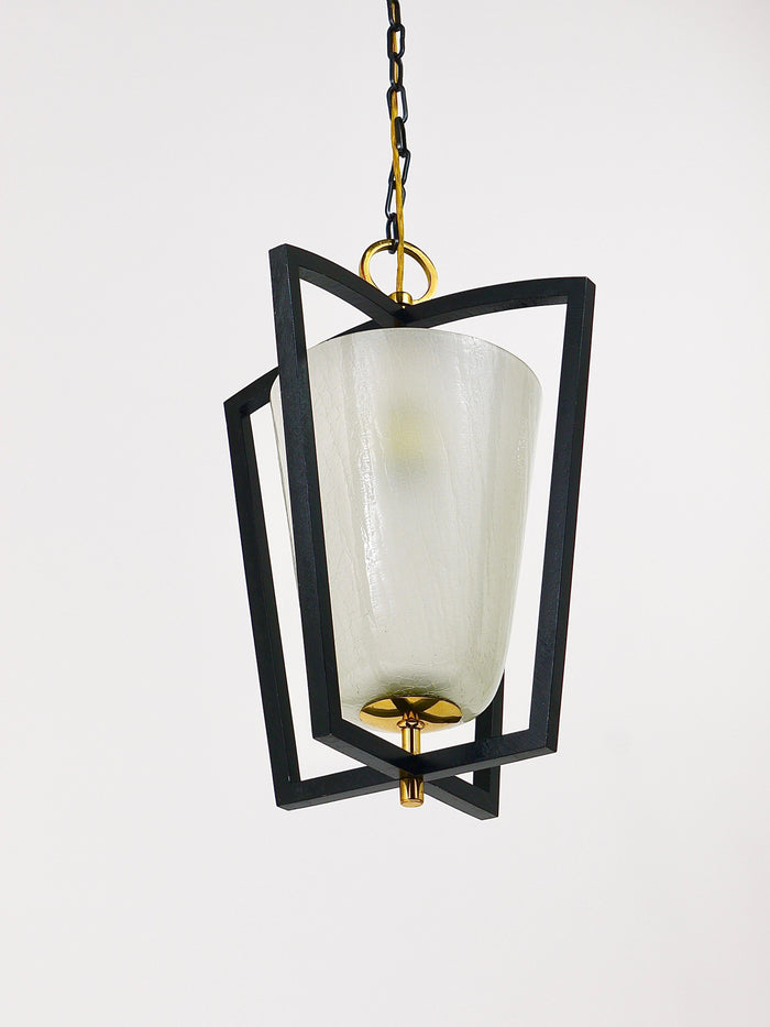 Kalmar Vienna Brass Lantern Midcentury Pendant Lamp, Austria, 1950s