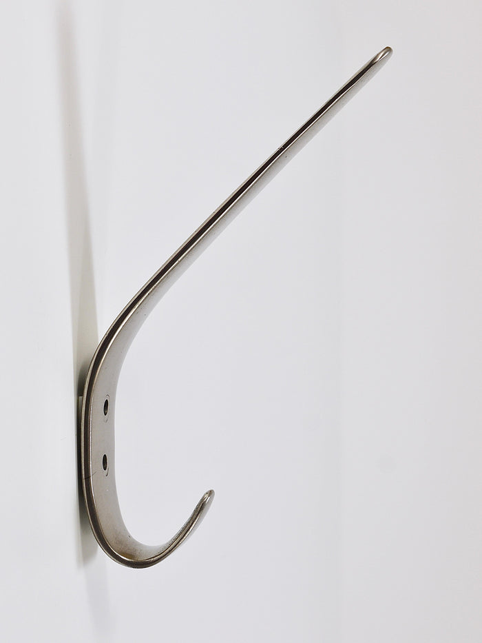 2x Vintage Carl Auböck II Nickel-Plated Brass Wall Hooks, Austria, 1950s