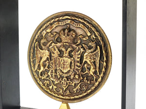 Carl Aubock Iron & Brass Coin Medal Midcentury Bookend, Austria, 1970s