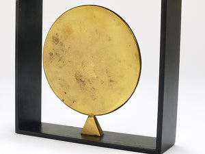 Carl Aubock Iron & Brass Coin Medal Midcentury Bookend, Austria, 1970s