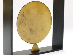 Carl Aubock Iron & Brass Coin Medal Midcentury Bookend, Austria, 1970s