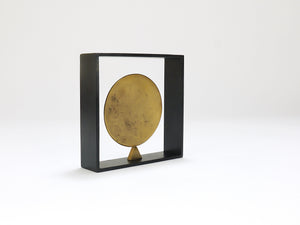 Carl Aubock Iron & Brass Coin Medal Midcentury Bookend, Austria, 1970s