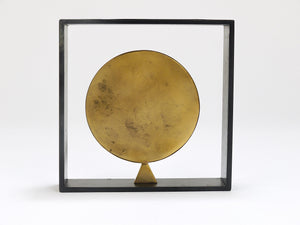 Carl Aubock Iron & Brass Coin Medal Midcentury Bookend, Austria, 1970s