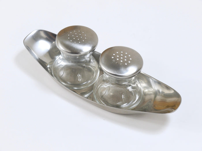 Wilhelm Wagenfeld Mid-Century Max & Moritz Salt Pepper Twins Shakers, WMF, 1950s