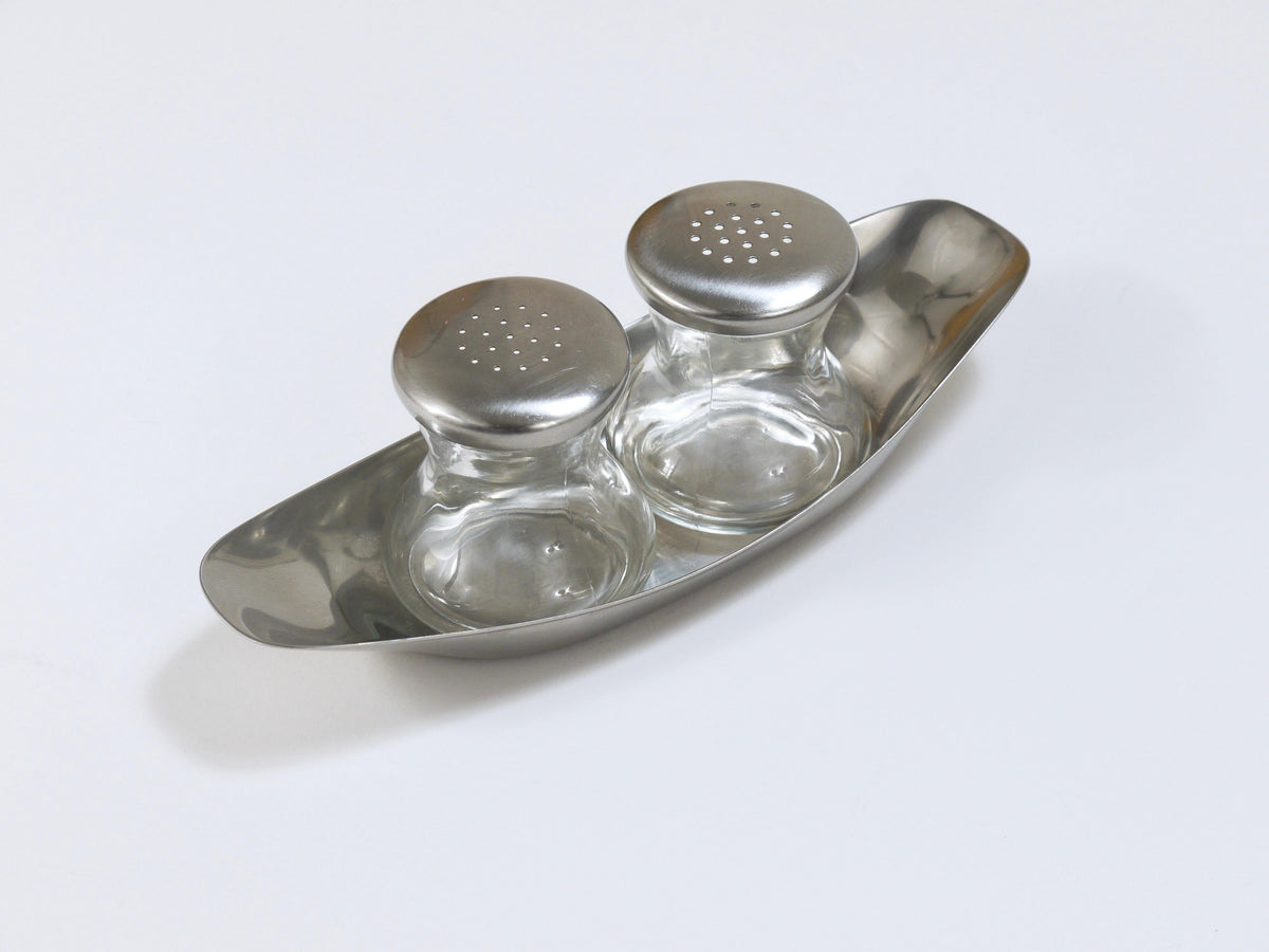Wilhelm Wagenfeld, saliera e pepiera Max & Moritz Mid-Century, WMF, anni 1950