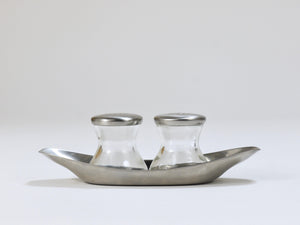 Wilhelm Wagenfeld Mid-Century Max & Moritz Salt Pepper Twins Shakers, WMF, 1950s