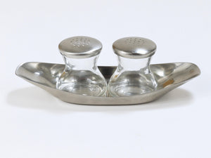 Wilhelm Wagenfeld Mid-Century Max & Moritz Salt Pepper Twins Shakers, WMF, 1950s