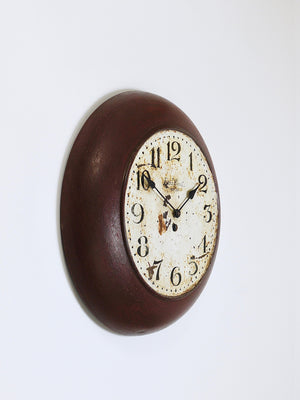 Antique 1920s Public Iron Wall Clock With Hand-Painted Dial, Industrial Style