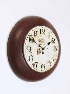Antique 1920s Public Iron Wall Clock With Hand-Painted Dial, Industrial Style