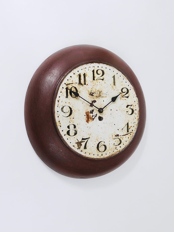 Antique 1920s Public Iron Wall Clock With Hand-Painted Dial, Industrial Style