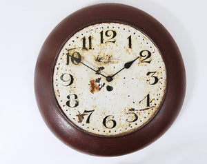 Antique 1920s Public Iron Wall Clock With Hand-Painted Dial, Industrial Style