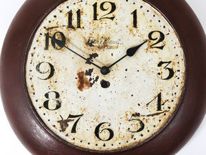 Antique 1920s Public Iron Wall Clock With Hand-Painted Dial, Industrial Style