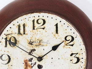Antique 1920s Public Iron Wall Clock With Hand-Painted Dial, Industrial Style