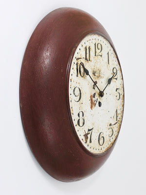 Antique 1920s Public Iron Wall Clock With Hand-Painted Dial, Industrial Style