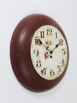 Antique 1920s Public Iron Wall Clock With Hand-Painted Dial, Industrial Style