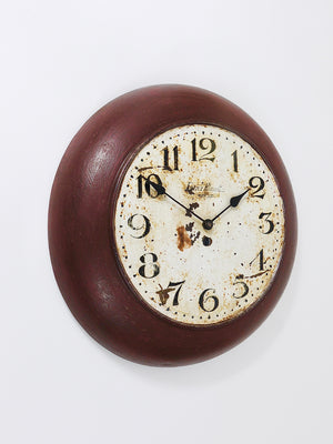 Antique 1920s Public Iron Wall Clock With Hand-Painted Dial, Industrial Style