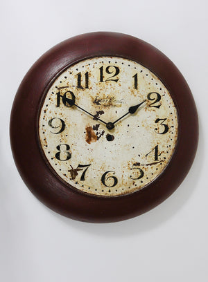 Antique 1920s Public Iron Wall Clock With Hand-Painted Dial, Industrial Style