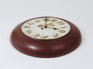 Antique 1920s Public Iron Wall Clock With Hand-Painted Dial, Industrial Style