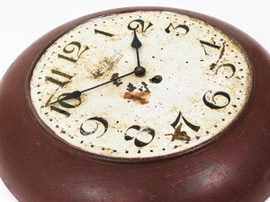 Antique 1920s Public Iron Wall Clock With Hand-Painted Dial, Industrial Style