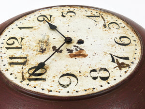 Antique 1920s Public Iron Wall Clock With Hand-Painted Dial, Industrial Style