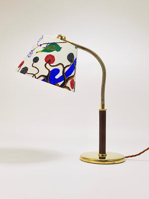 Lampe de table Josef Frank J.T. Kalmar Tisch-Überall, laiton & cuir, Autriche, 1930