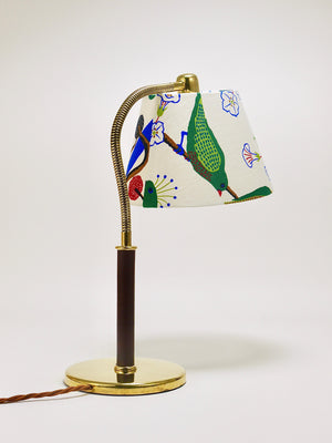 Lampe de table Josef Frank J.T. Kalmar Tisch-Überall, laiton & cuir, Autriche, 1930