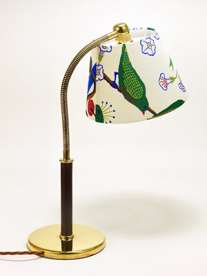 Lampe de table Josef Frank J.T. Kalmar Tisch-Überall, laiton & cuir, Autriche, 1930